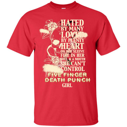 Hated By Many Loved By Plenty Heart On Her Sleeve Fire In Her Soul And Mouth She Can't Control Five Finger Death Punch Girl Red