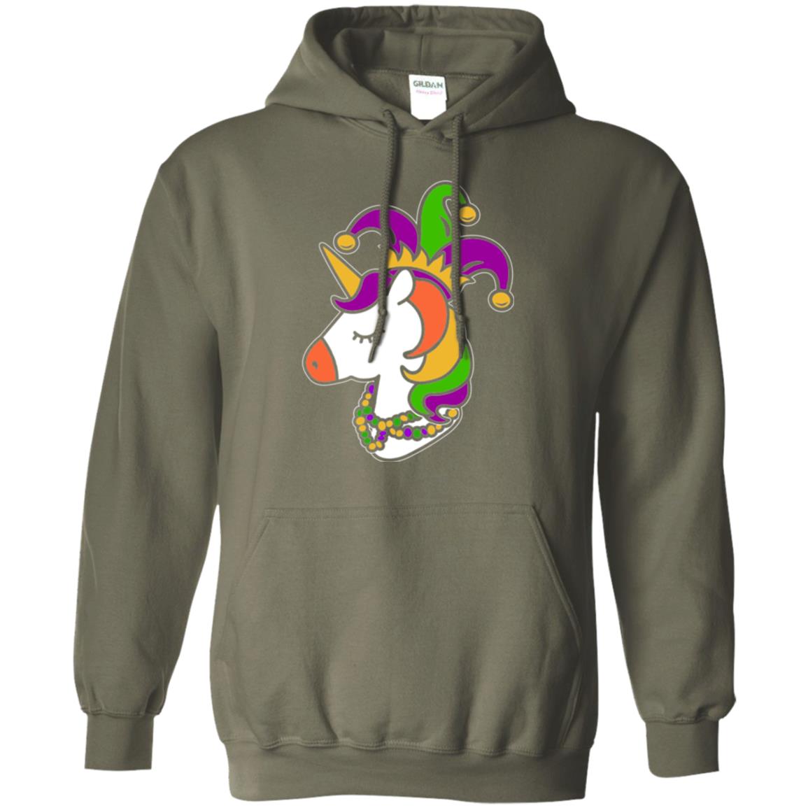 Mardi Gras Unicorn T-shirt Military Green