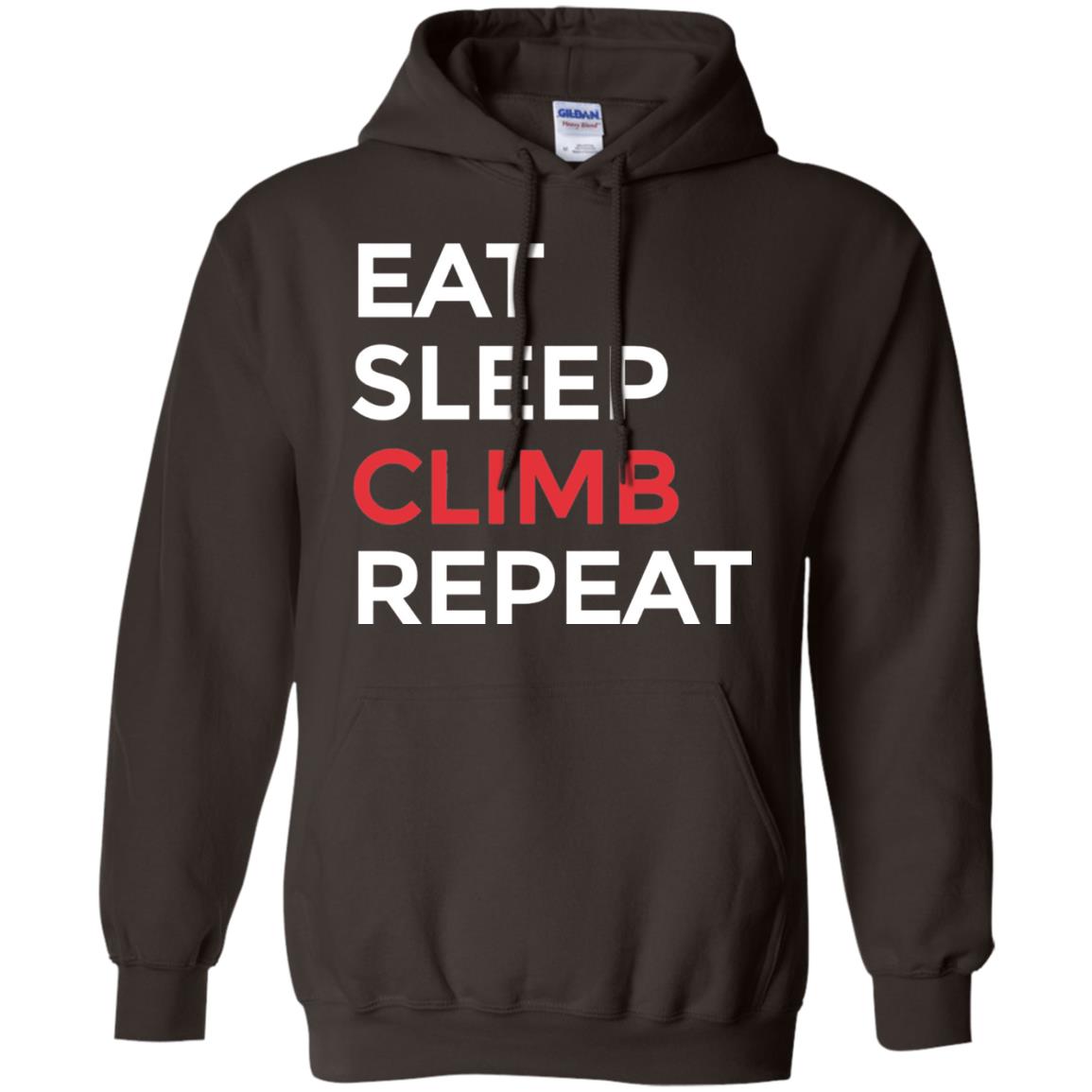 Eat Sleep Climb Repeat Mountain Climber Rock Climbing Shirt Dark Chocolate