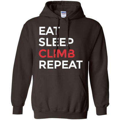 Eat Sleep Climb Repeat Mountain Climber Rock Climbing Shirt Dark Chocolate