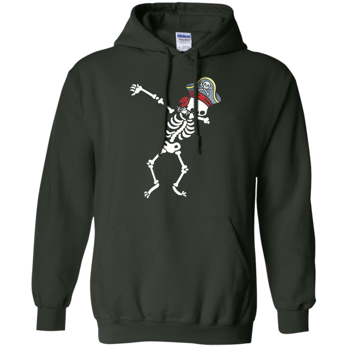 Dabbing Skeleton With Pirates Hat T-shirt Forest Green