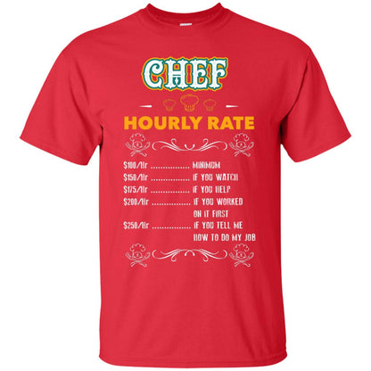 Chef Hourly Rate Cooking Cooker Gift Shirt Red