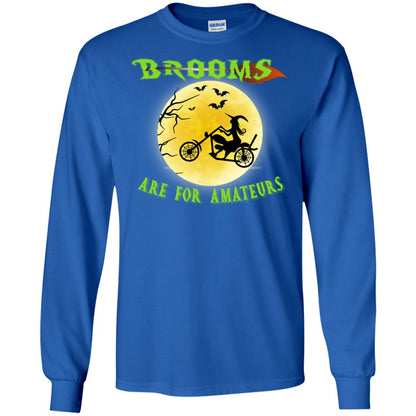 Brooms Are For Amateurs Witches Ride A Motorcycle Funny Halloween Shirt Royal