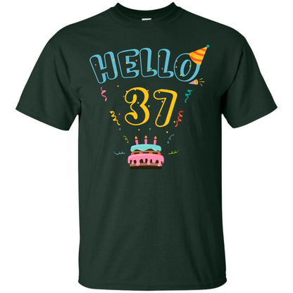 Hello 37 Thirty Seven 37th 1981s Birthday Gift Shirt Forest
