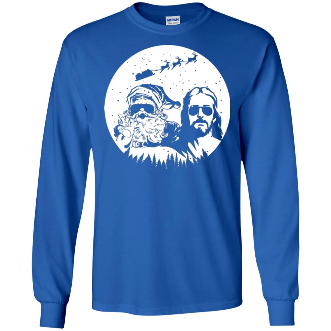 Christmas T-shirt Jesus And Santa Claus Royal