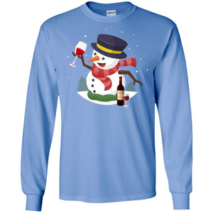 Snowman Cheer Up Wine Drinking Lovers Merry X-mas Gift ShirtG240 Gildan LS Ultra Cotton T-Shirt