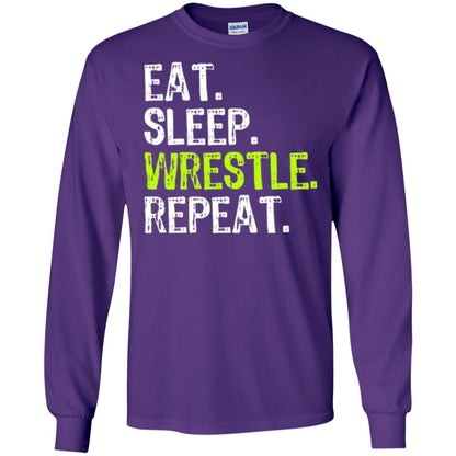 Wrestling T-shirt Eat Sleep Wrestle Repeat Purple