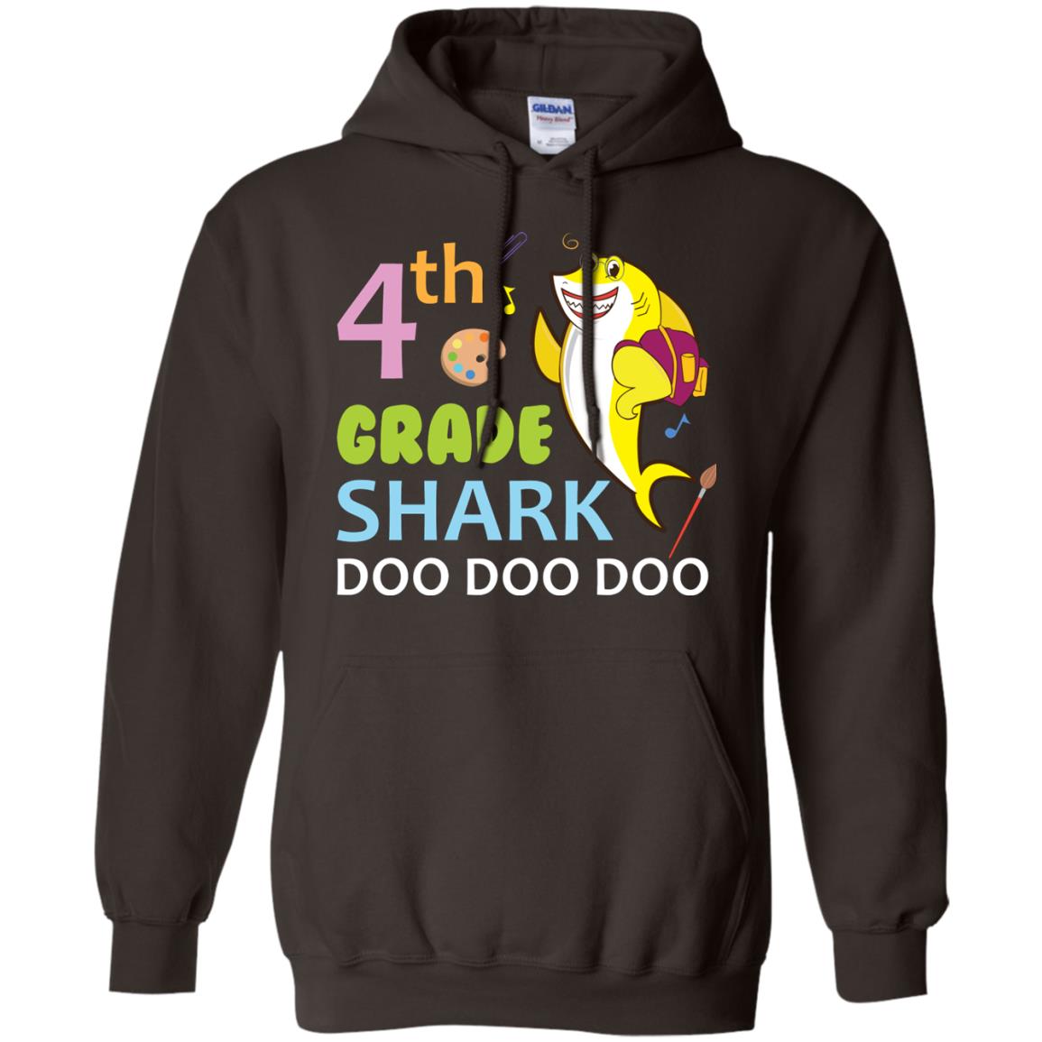 4th Grade Shark Doo Doo Doo Back To School T-shirt Dark Chocolate