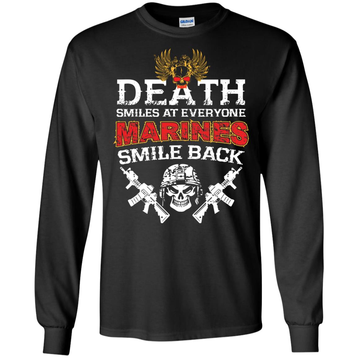 Death Smiles At Everyone Marines Smile Back Shirt Black