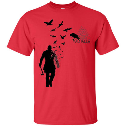 Vikings Axe Ragnar Lothbrok Flock Of Ravens Valhalla Symbol T-shirt Red