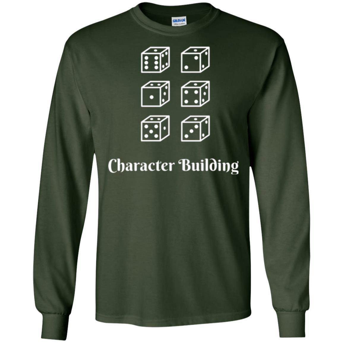 Gamer T-shirt Character Building Rolling Dice Forest Green