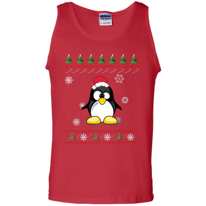 Penguin With Santa Hat Merry X-mas Ugly Christmas Gift Shirt For Mens Womens Kids Red