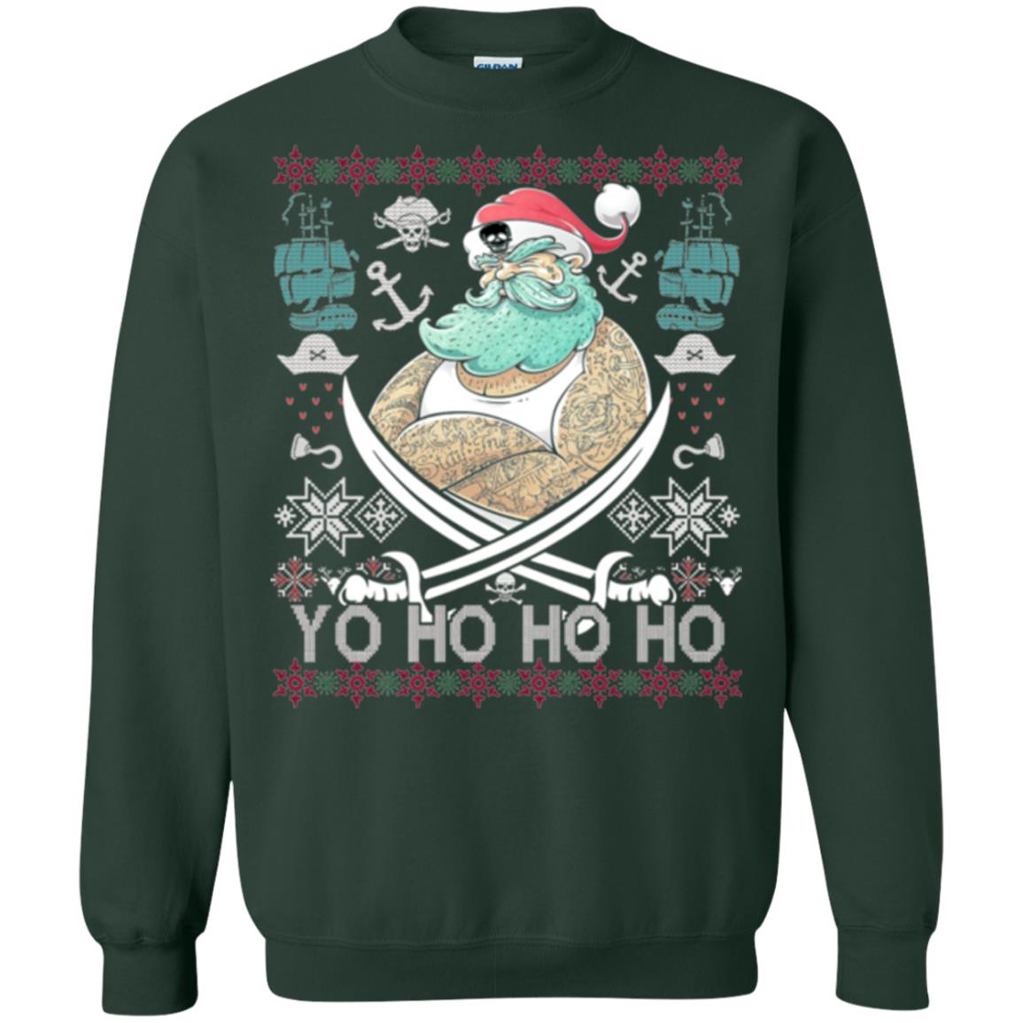 Christmas T-shirt Santa Pirate Forest Green