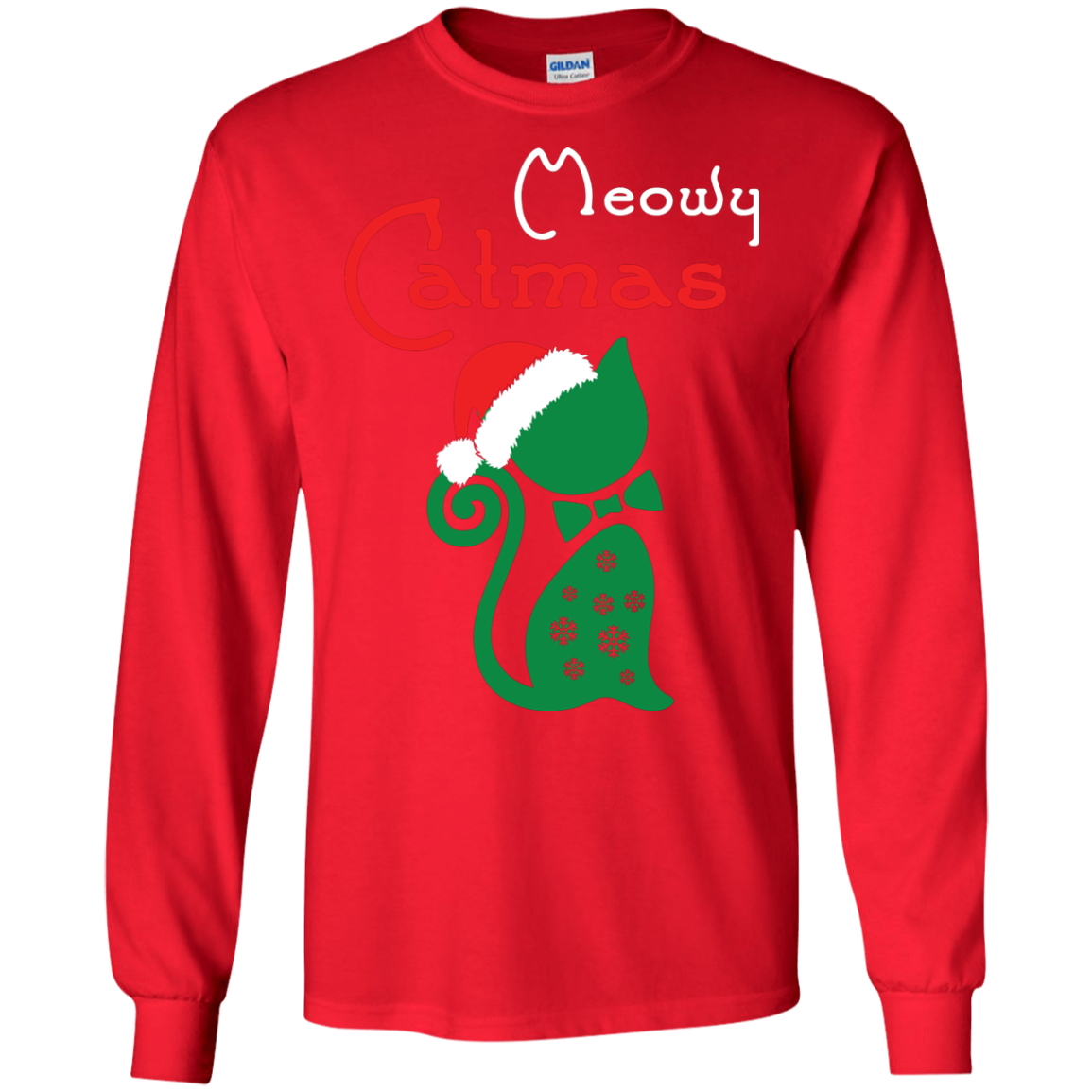 Cat Christmas T-Shirt Meowy Catmas Red