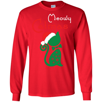 Cat Christmas T-Shirt Meowy Catmas Red