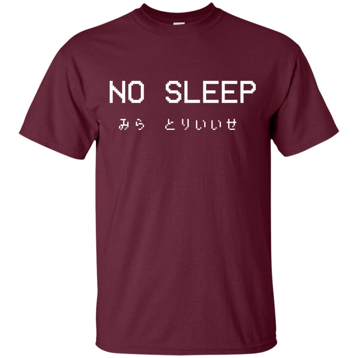 No Sleep Japanese Text Shirt Maroon