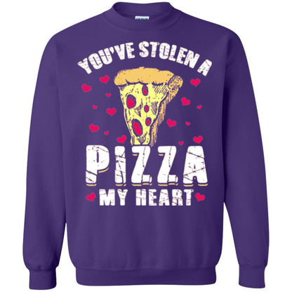 Funny Valentines Day Shirt Food Gift You_ve Stolen Pizza My Heart Purple