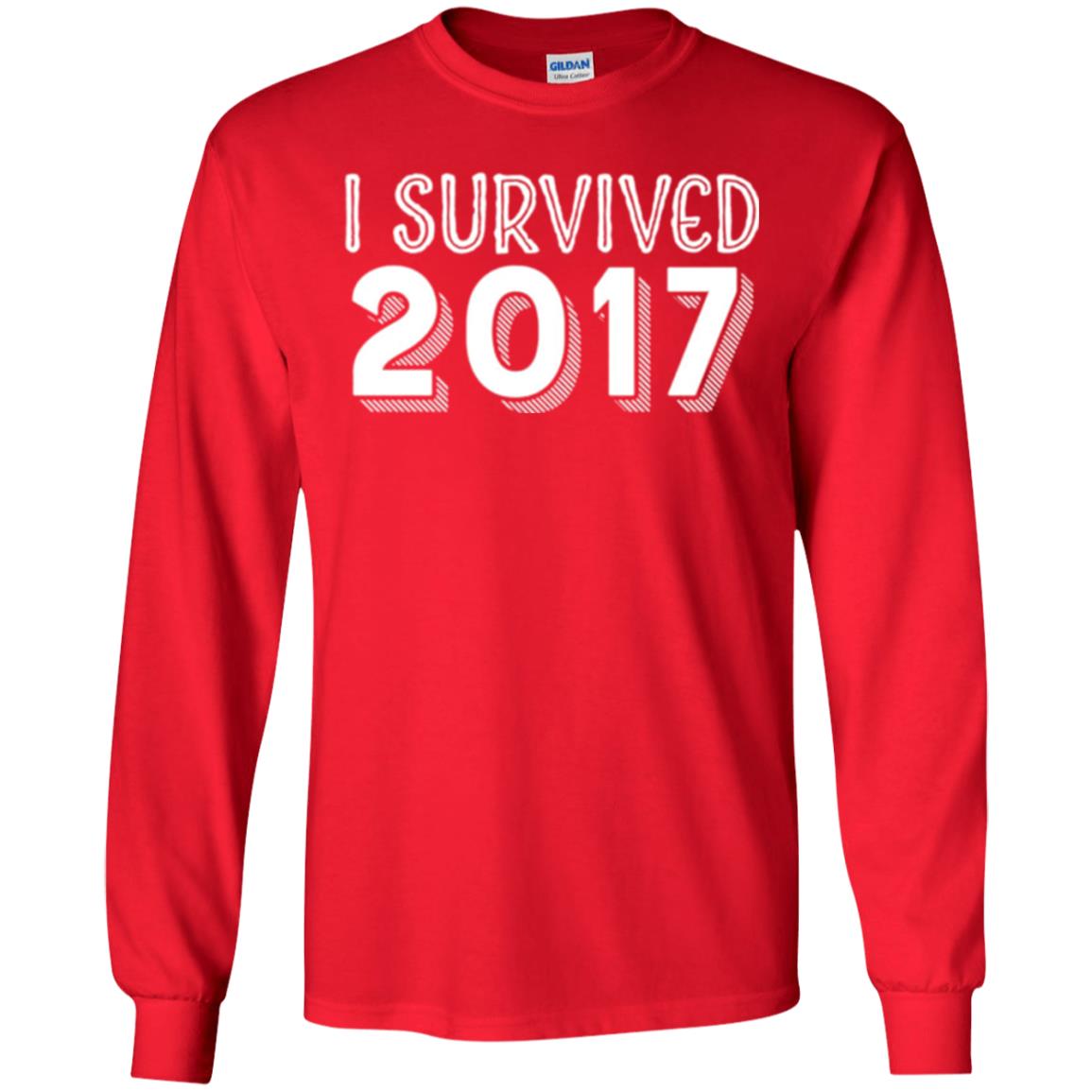 New Year_s T-shirt I Survived 2017 Red