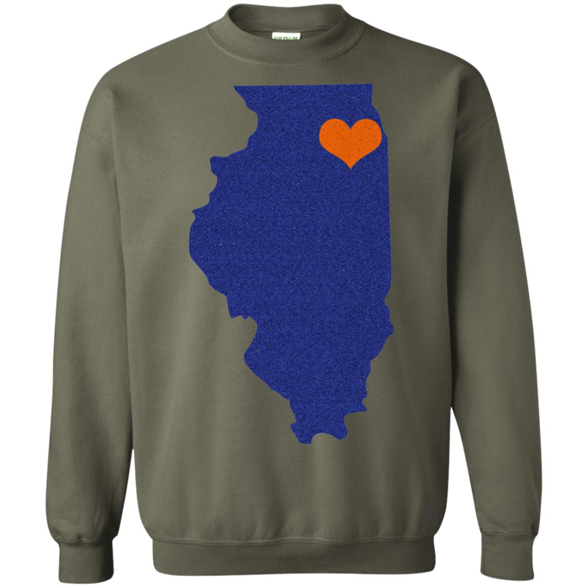Football T-shirt Chicago Illinois Heart Military Green