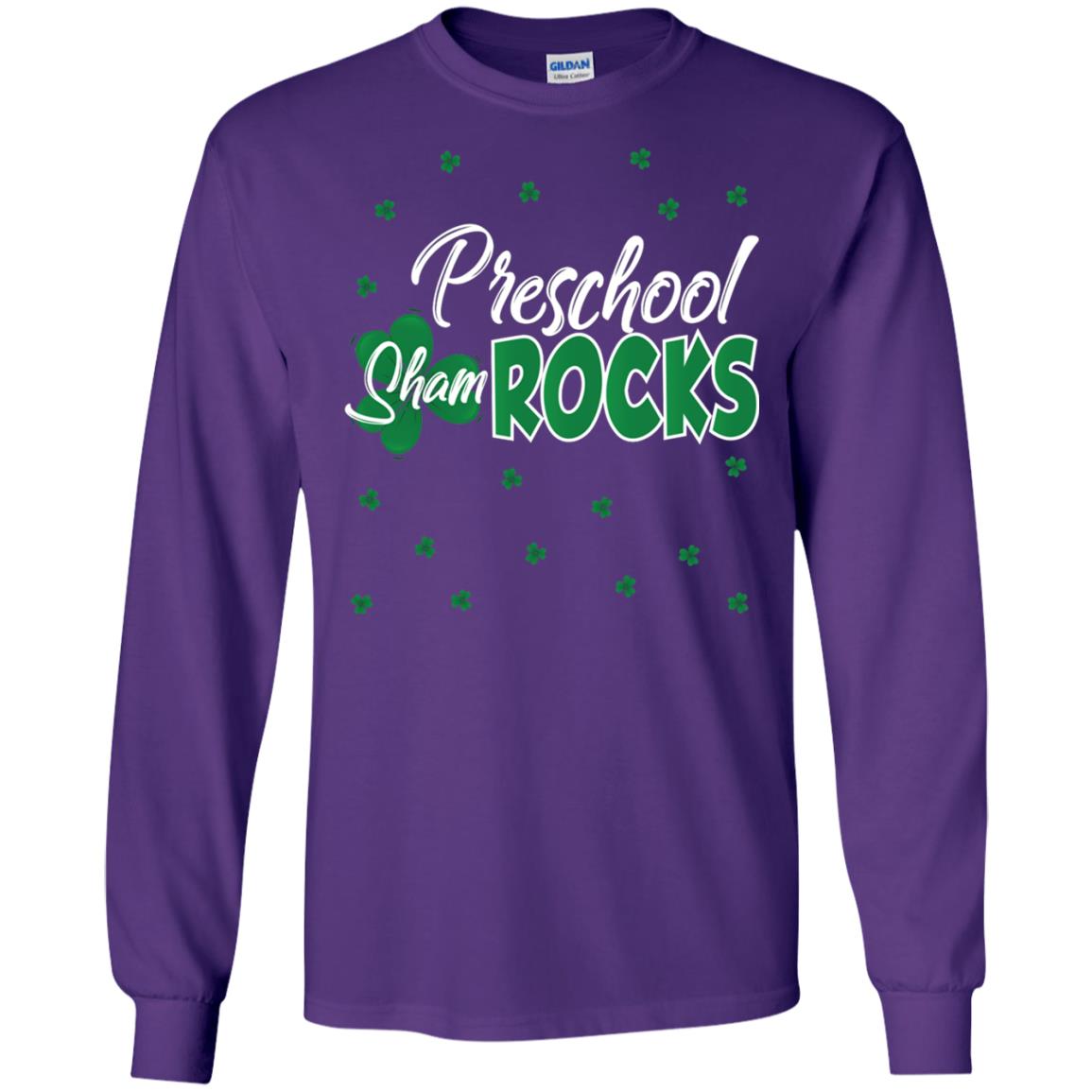 Preschool Shamrocks St. Patrick_s Day School T-shirt Purple