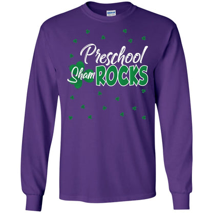 Preschool Shamrocks St. Patrick_s Day School T-shirt Purple