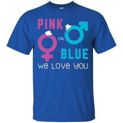 Pink Or Blue We Love You Gender Reveal Party Tshirt Royal