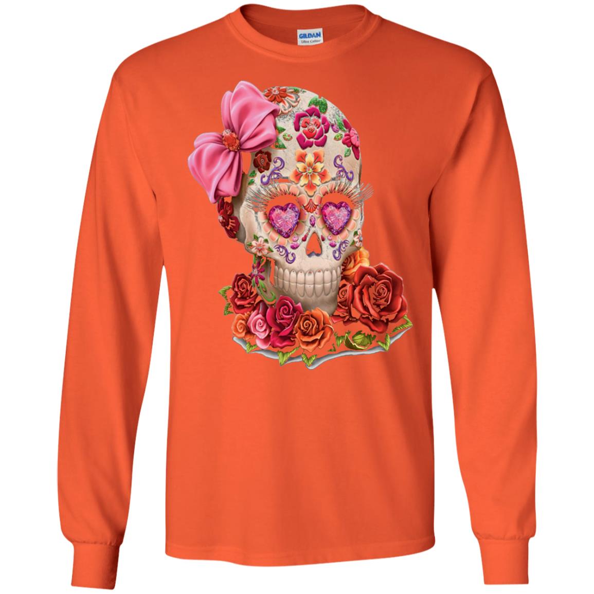 Cinco De Mayo Skull Women Flower Shirt Orange