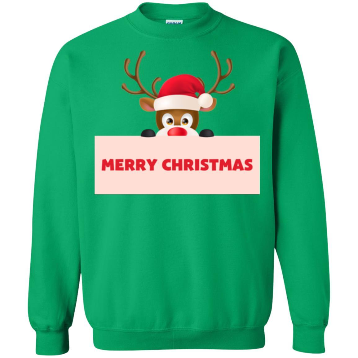 Christmas T-shirt Reindeer Merry Christmas T-shirt Irish Green