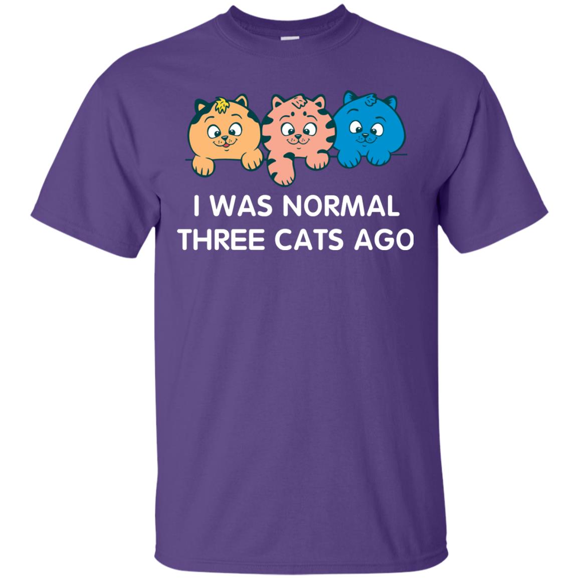 Cat Lover T-shirt I Was Normal Three Cats Ago Purple