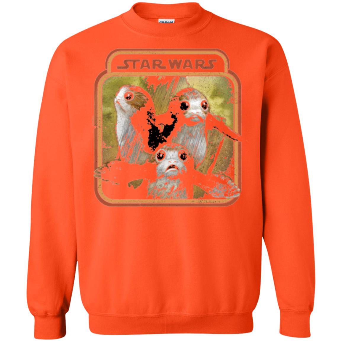 Film T-shirt Star Wars Last Jedi Porg Triplets Retro Box Graphic Orange