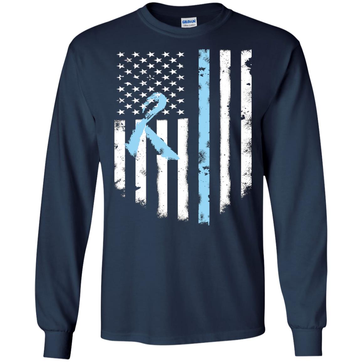 Ribbon American Flag Prostate Cancer Awareness Shirt Navy