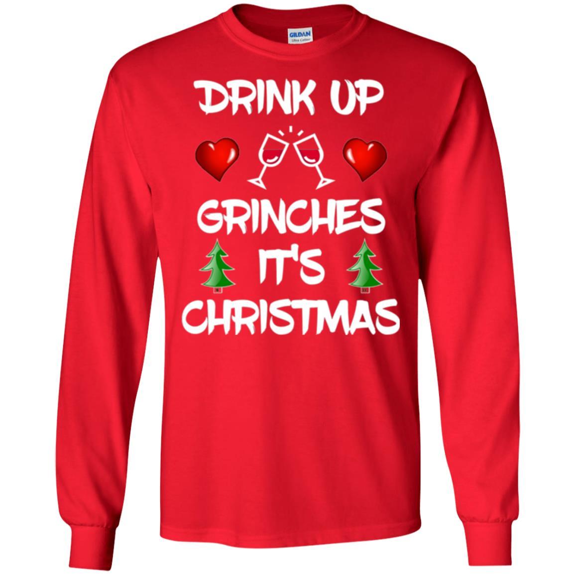 Wine Lover T-shirt Drink Up Grinches It's Christmas Red