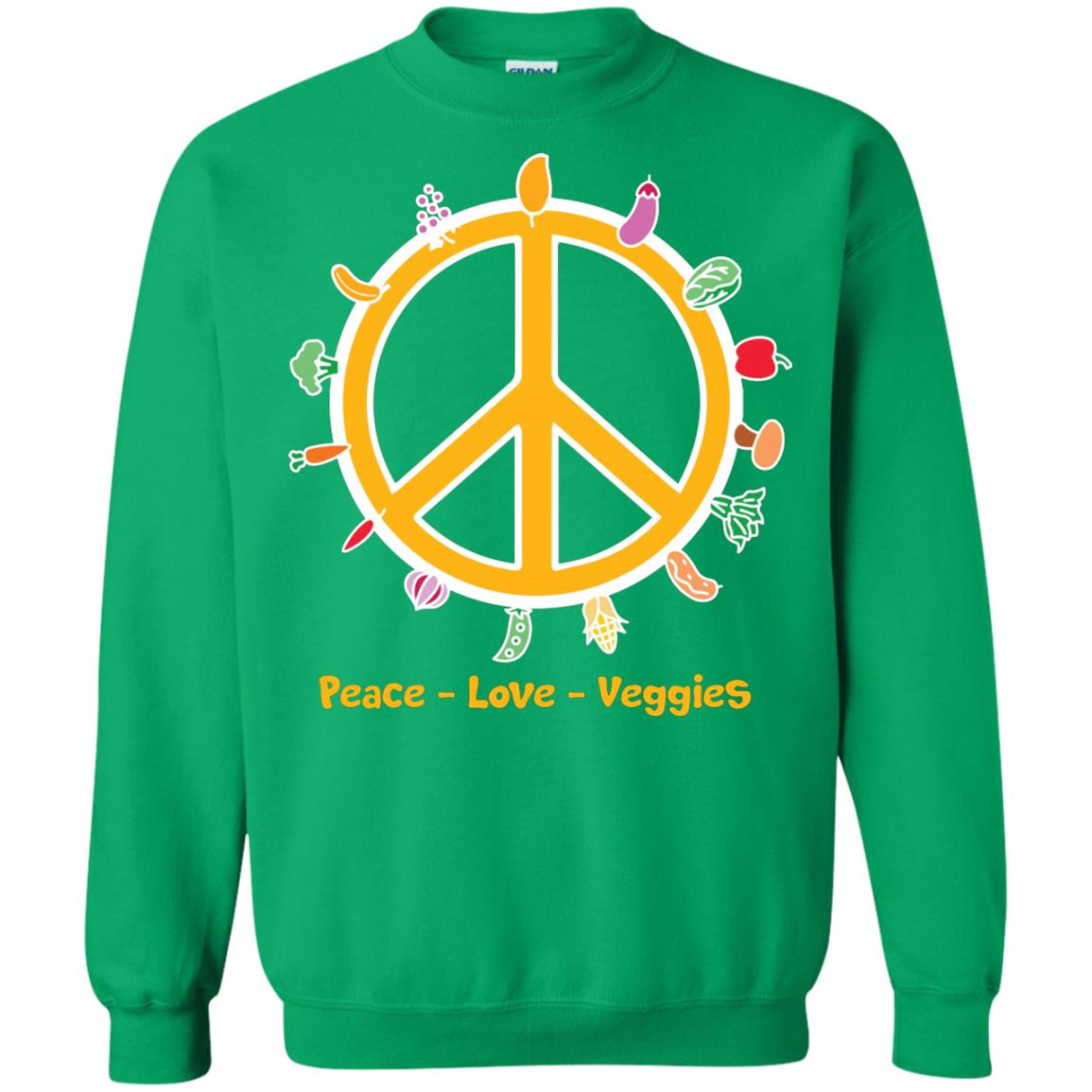 Vegetarian T-shirt Peace Love Veggies Irish Green