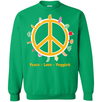 Vegetarian T-shirt Peace Love Veggies Irish Green