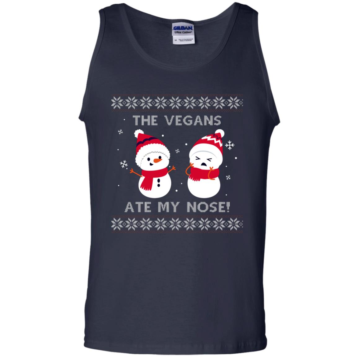 The Vegans Ate My Nose Funny Snowman Saying X-mas Gift Shirt Navy