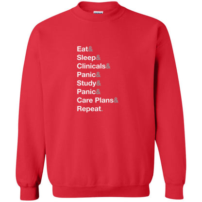 Nurse T-shirt Eat Sleep Clinicals Panic Study Panic Care Plans Repeat Red