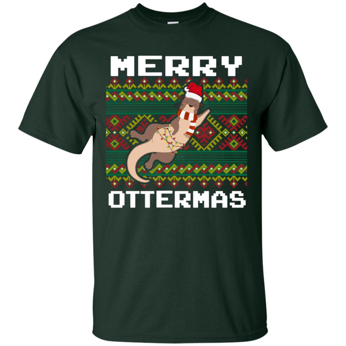 Merry Ottermas Funny Otter Lovers Ugly Sweater X-mas Gift Shirt Forest
