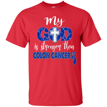 My God Is Stronger Than Colon Cancer T-shirt Red