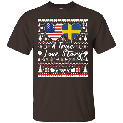 Christmas T-shirt American Swedish A True Love Story Dark Chocolate