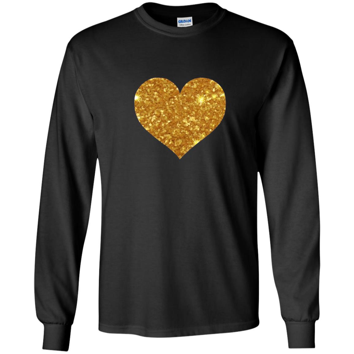 Valentine_s Day T-shirt Gold Heart Black