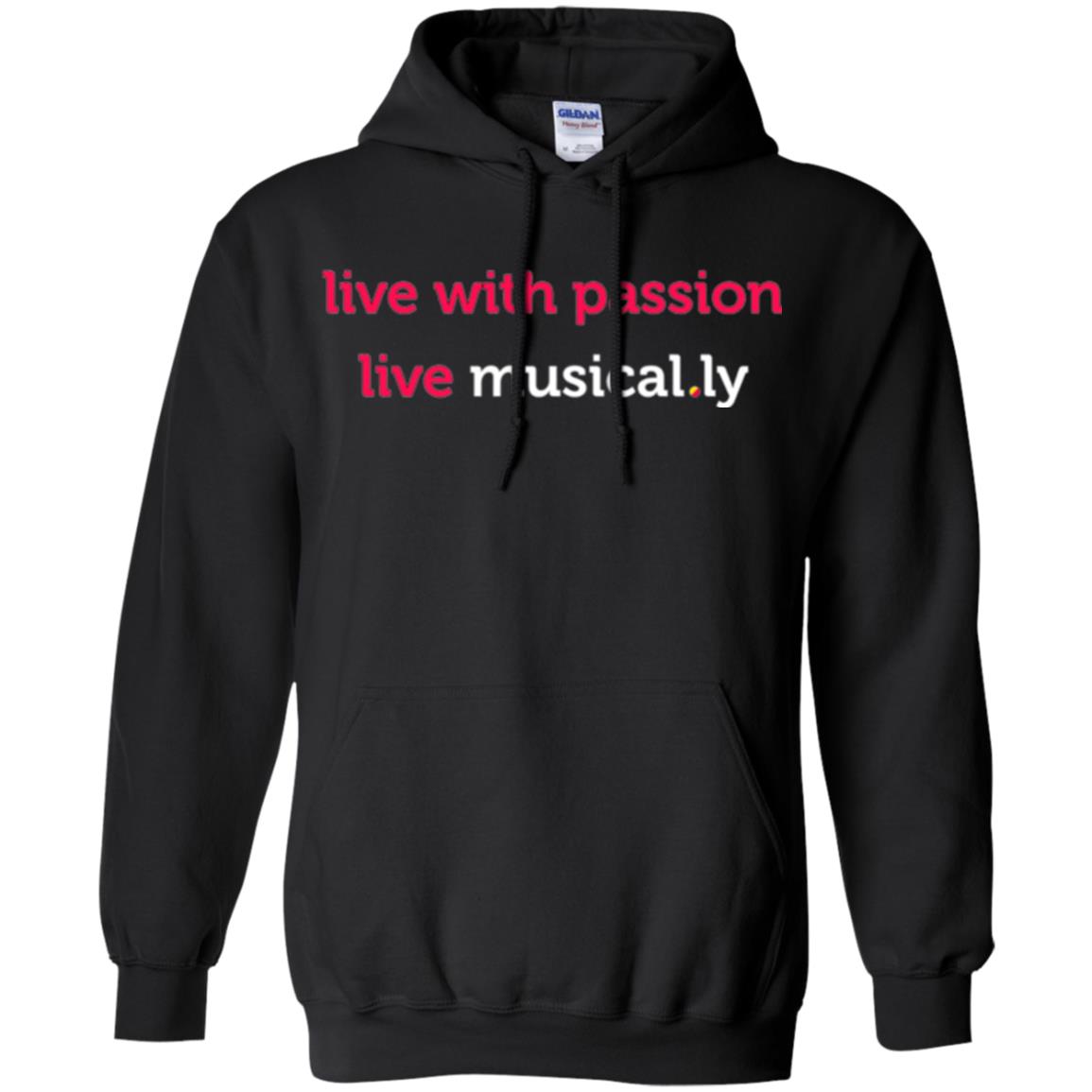 Music Lover T-shirt Live With Passion Live Musical.ly Black