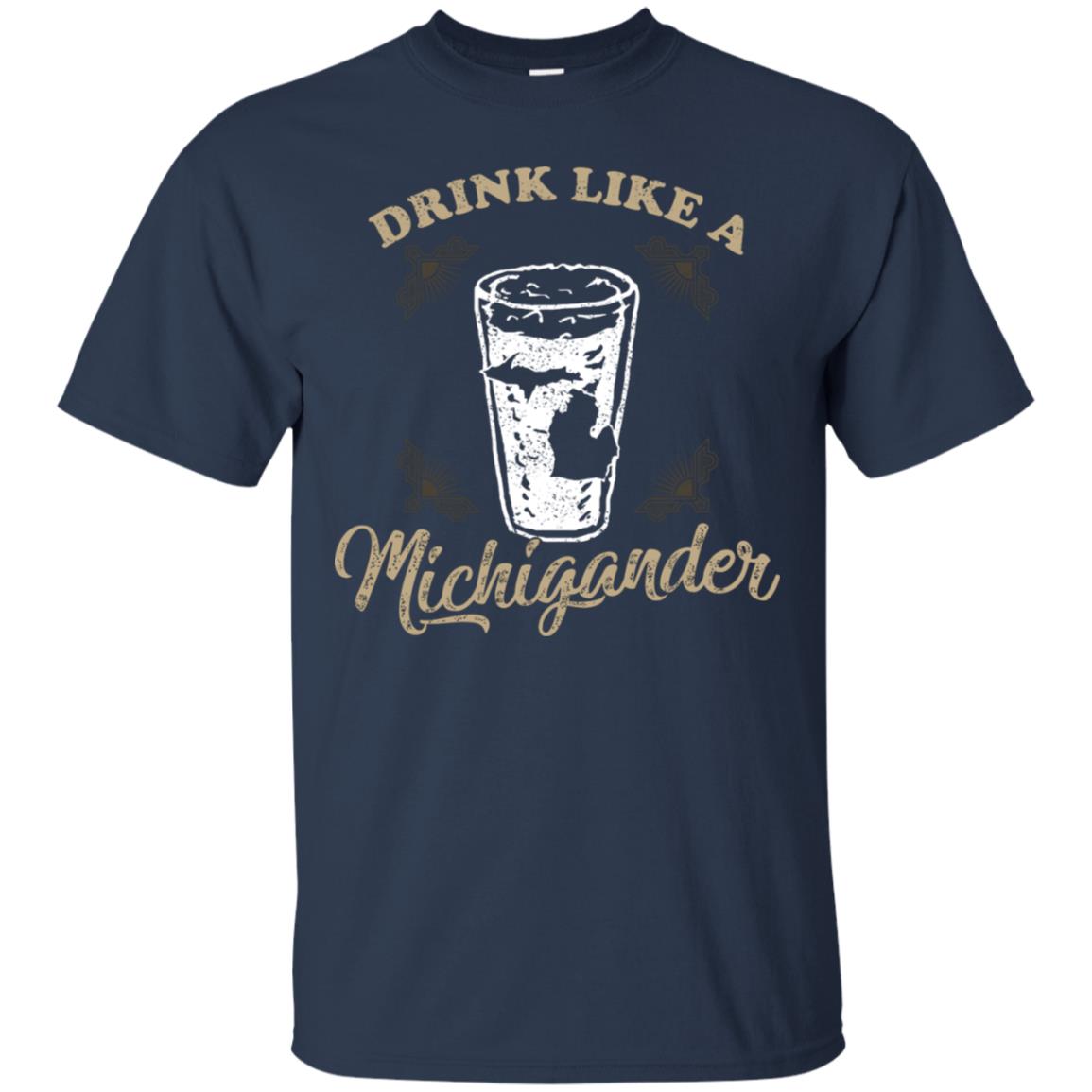 Drink Like Michigander Shirt Navy