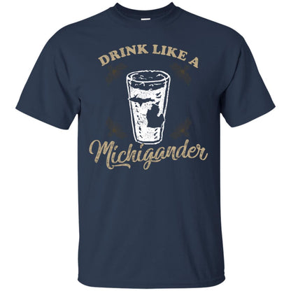 Drink Like Michigander Shirt Navy