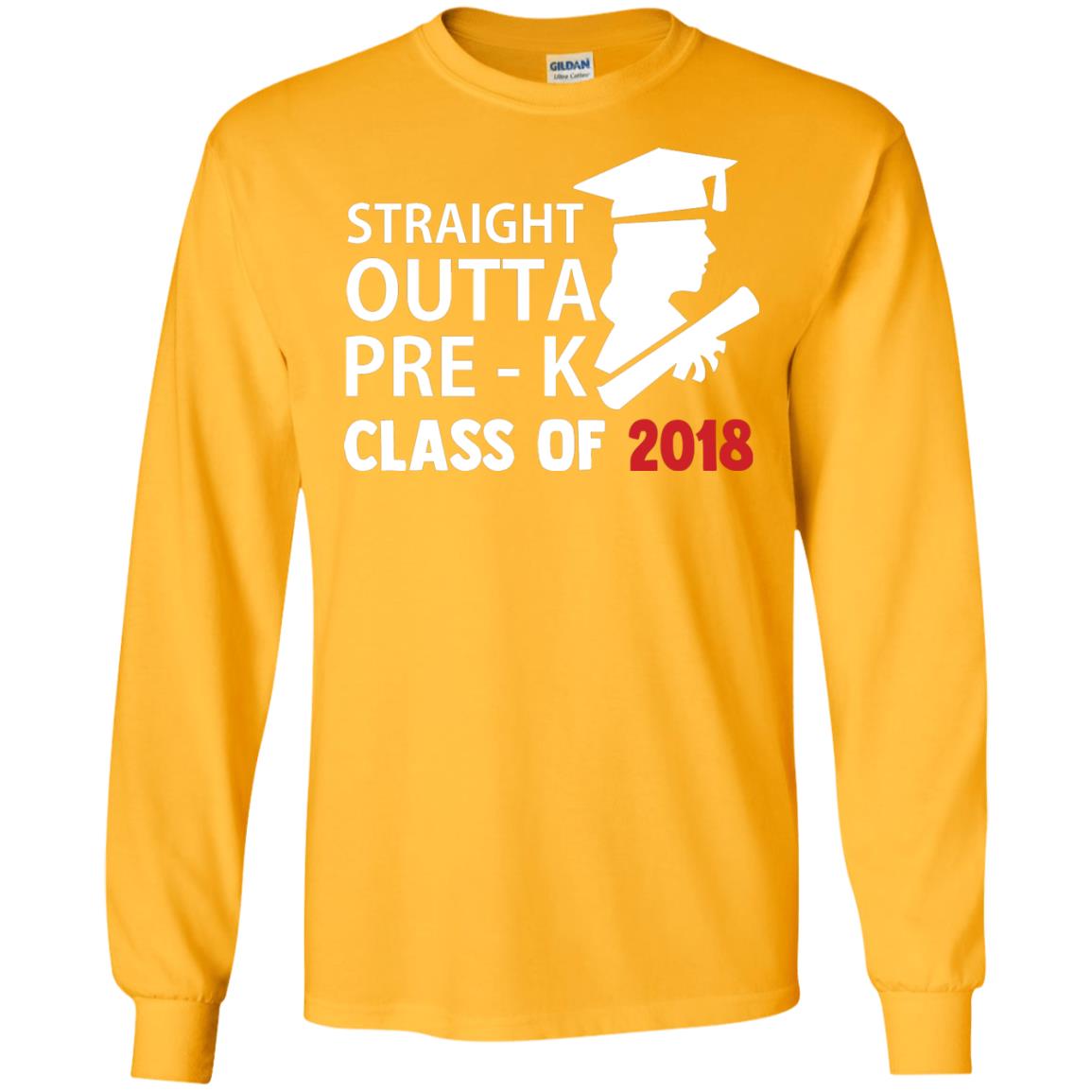 Straight Outta Pre-k Class Of 2018 Preschool Graduation Shirt Gold