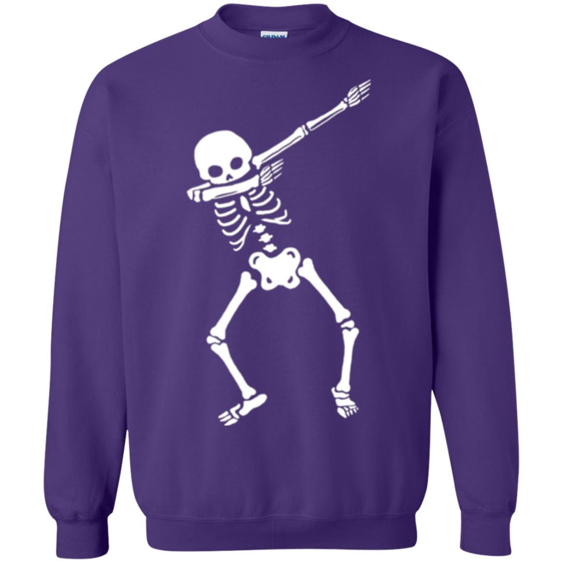 Funny Halloween T-shirt Dabbing Skeleton Purple