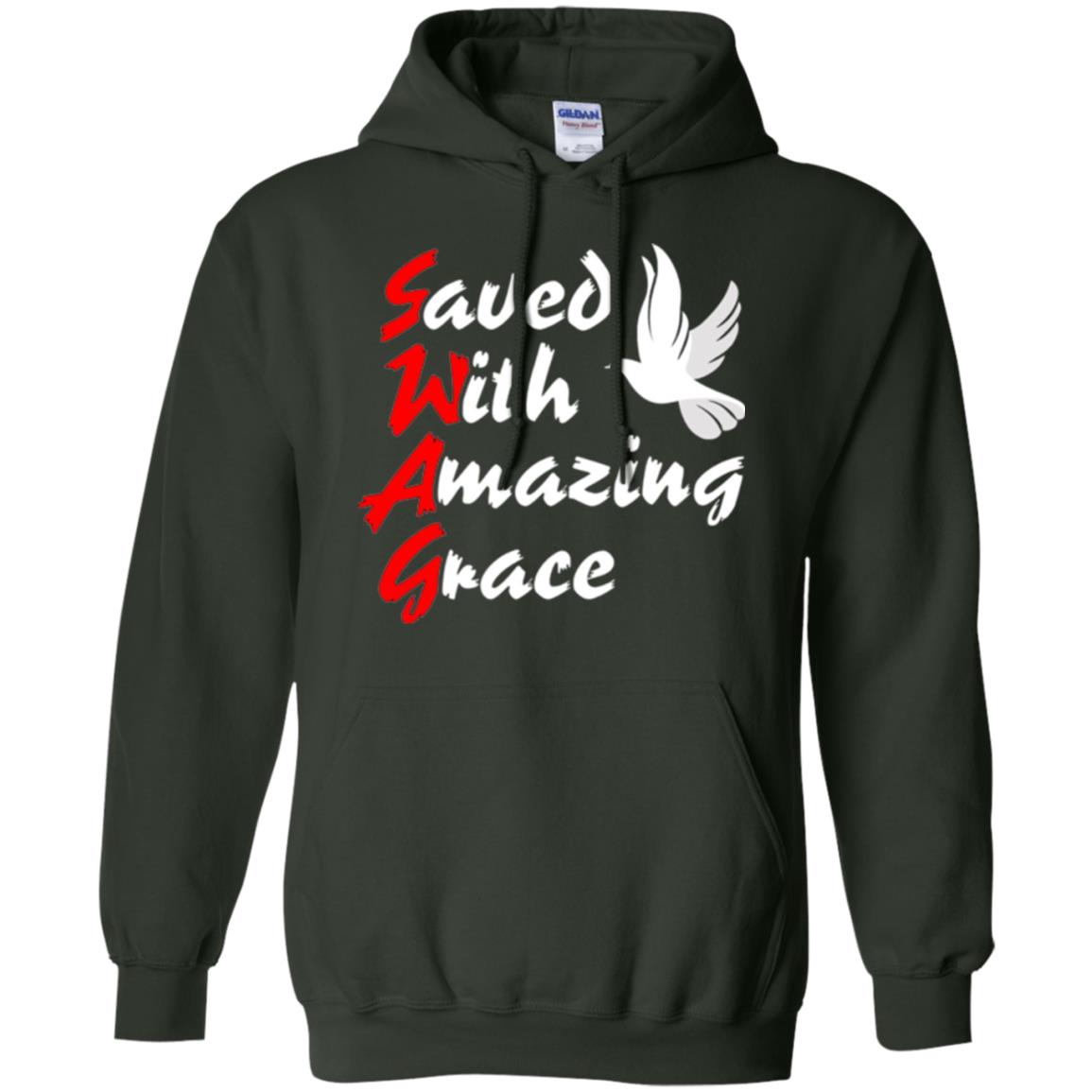 Swag T-shirt Saved With Amazing Grace Forest Green