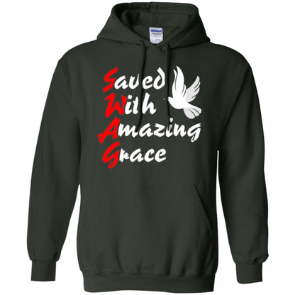 Swag T-shirt Saved With Amazing Grace Forest Green