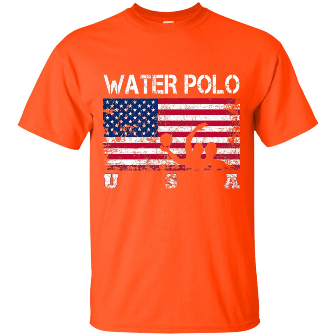 Water Polo Team American Flag Water Polo T-shirt Orange