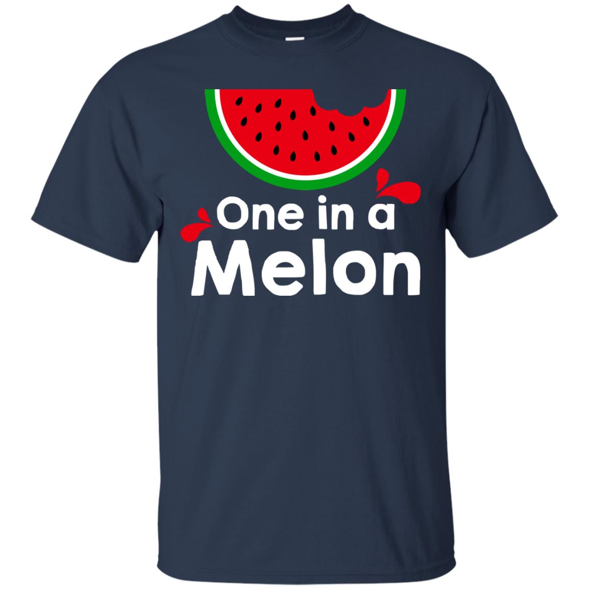 One In A Melon Watermelon Funny Fruit Pun Shirt Navy