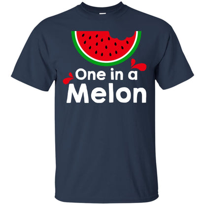 One In A Melon Watermelon Funny Fruit Pun Shirt Navy